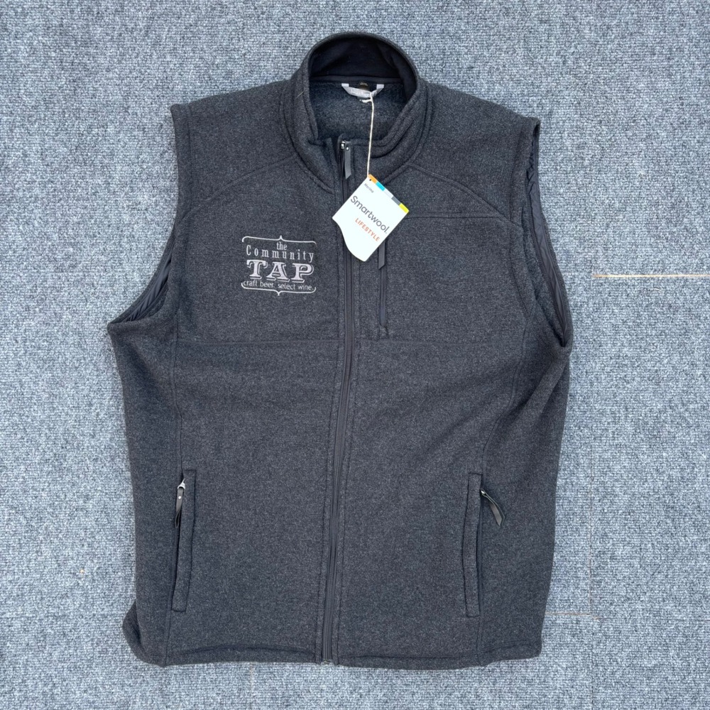 Smartwool Mens XXL Echo Lake Fleece Vest Gray Merino Wool Brew Pub Promo NWT